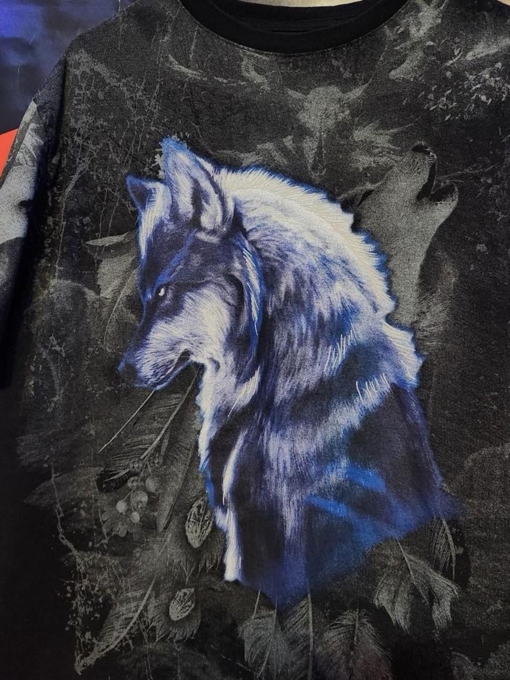 Y2k cyber grunge style wolf shirt